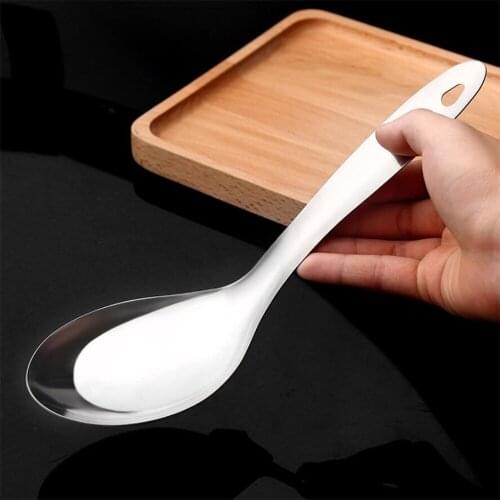 85A 23x7cm Large Stainless Steel Soup Spoon Porridge Spoon Dinner Rice Spoon Tableware Cutlery Chinese Traditional Style