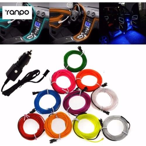 3M 10 Colorful EL Wire Fliexable Neon LED Light Glow String Strip Rope + 12V White Car Cigarette Controller TV Light Dance Party