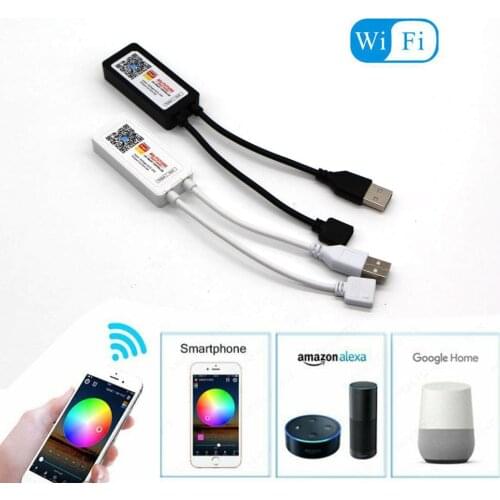Tuya WiFi RGB LED Smart Controller DC 5V-24V Alexa Google Voice iOS/Android APP Control USB Interface for Strip Lights