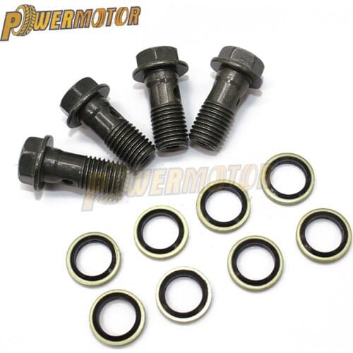 Universal Motorcycle Parts Motor Oil Cooler Adapter Fittings Screw Brake M8/M10 Screws With Gasket Oil Cooler Line Bolts Screws