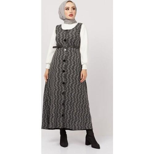 Womens Black Gray Pattern Triple Gilet Suit