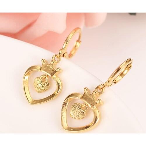 Gold heart drop earring Ethiopian/Nigeria/Kenya /Ghana Gold color Dubai african Arab Middle Eastern Jewelry Mom girl Gifts