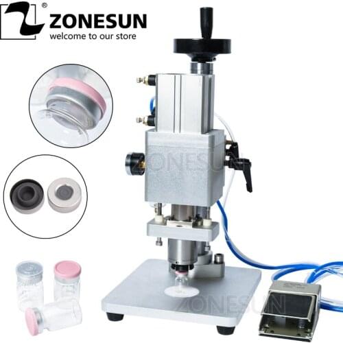 ZONESUN Pneumatic Vial Crimper 20mm Oral Liquid Solution Penicillin Bottle Capper Tool Aluminum Metal Plastic Medicine Machine