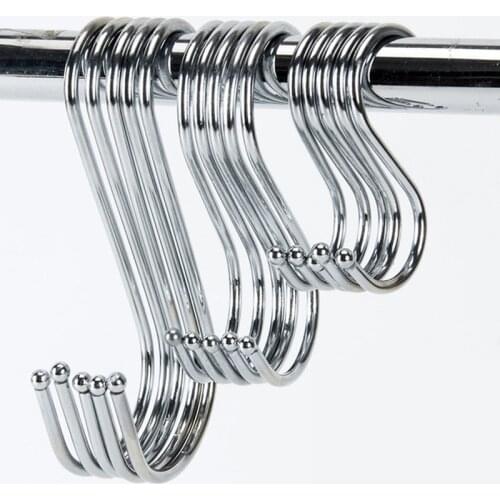 10 Pcs S Shaped Hook Stainless Steel Hanging Hooks Hangers for Kitchen Spoon Pot