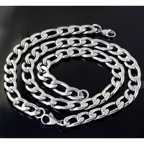 145g Mens Huge Heavy 12mm NK Figaro Chain Stainless Steel Necklace + Bracelet Jewelry set 24''+9'' size