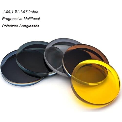 2PCs 1.56 1.61 1.67 Index Multifocal Progressive Sun Glasses Lenses Optical Myopia Hyperopia Prescription UV400 Glasses Lens