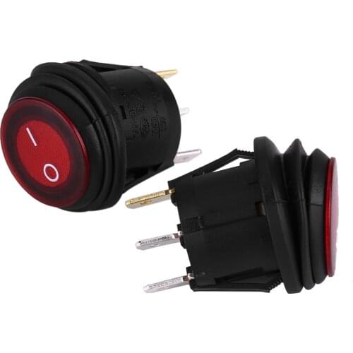 2 pcs waterproof Black + Red LED Light 12V 20A 3Pin Car Auto Boat Round Rocker Toggle Switch ON-OFF Rocker Switch