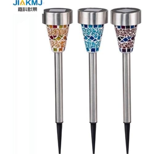 3pcs/lot Solar LED Lawn Garden light Rechargeable Lawn Path LED Glass Mosaic Lights Blue,Orange,Purple outdoor lamp