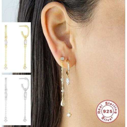 Aide Diamond Pendant Earrings For Women 925 Silver Earrings Fashionable Drop Earrings Jewelry Zircon Pendientes Brincos Aretes