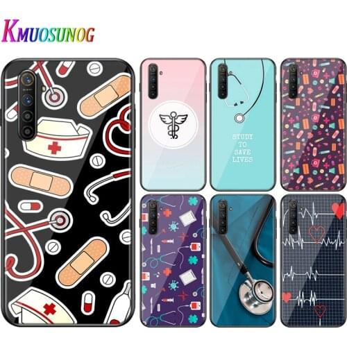 For OPPO A5 A9 2020 F7 Phone Cover Shell Nurse Medical Medicine for OPPO Reno 2 Z 2Z 2F 3 4 Pro 5G Bright Black Phone Case
