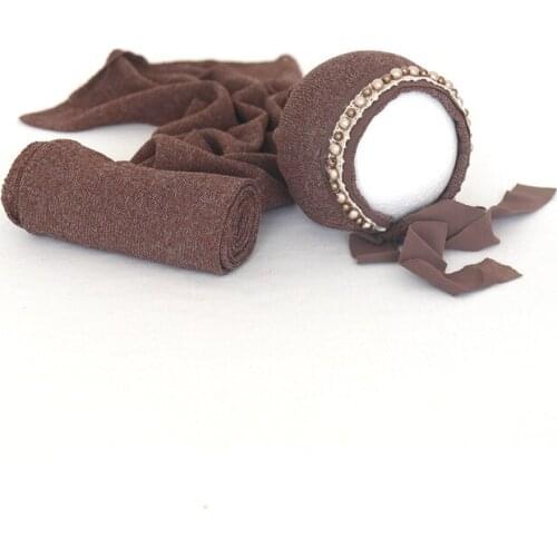 Dark Brow Newborn Boy Clothes Textured Stretch Wrap Infant Cap Classical Newborn Swaddle Cocoon Photography Props Posing Layer