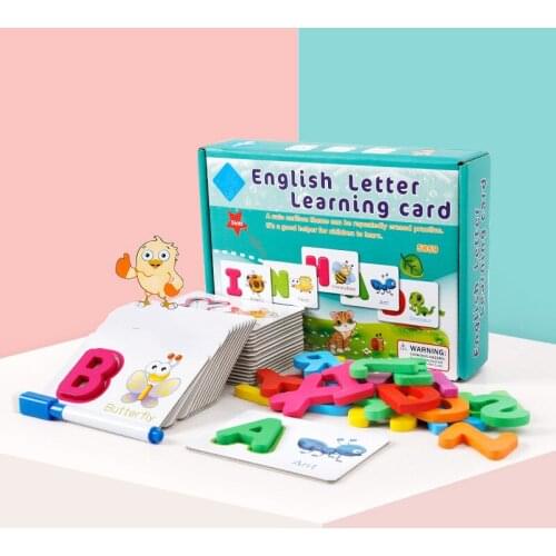 Baby Early Educational Card English Alphabet Letter Learning Games Wooden Word Cognitive Puzzle Toys for Children
