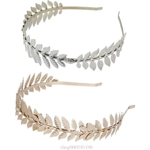 European Greek Goddess Headband Metallic Gold Leaves Crown Hair Band Wedding Bridal Tiara Shimmer Hair N13 20 Dropshipping
