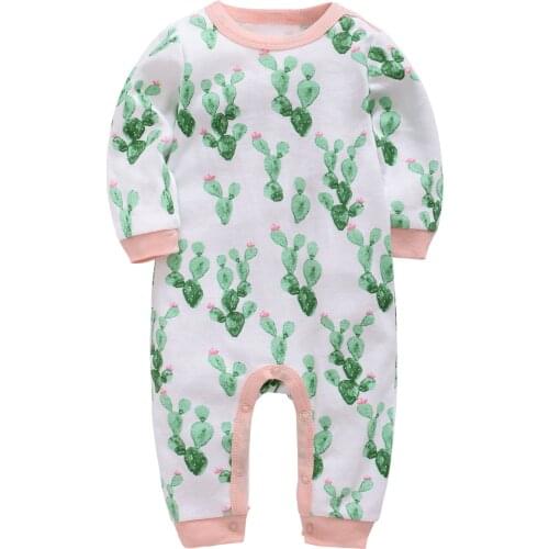 Kavkas Rompers Playsuits Winter 100%Cotton Cactus Printing O-Neck Long Sleeve Clothes For Children barboteuse bébé garçon