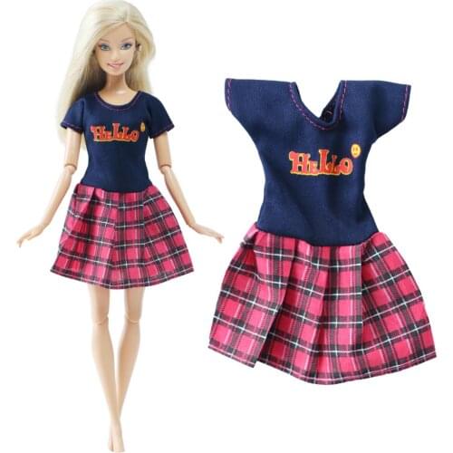 BJDBUS Doll Dress for Barbie Doll Clothes Lattice Skirt Cute Mini Gown Daily Casual Wear Accessories Kids Playhouse Toy Gifts