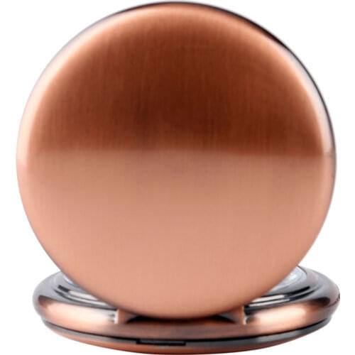 Retro Fashion Red Copper Fob Quartz Pocket Watch Double Smooth Hunters Arabic Numerals Display Punk Pocket Chain Pendant Clocks