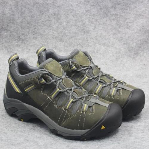 Men outdoor hiking shoes mens cowhide genuine leather Steel Toe shockproof breathable Welding working trekking shoes big size