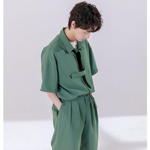 Mens Suits Casual Suits 2021 Summer New Tie Shirt Mens Short-sleeved Shirt Design Trend Shorts Two Piece Sets Men Sets Clothes