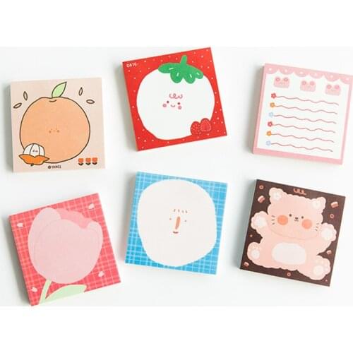 66Pcs Cute Cat Strawberry Memo Pad Sticker Set School Sticky Notes Girl Diary DIY Decorative Stick Lable Kawaii Stationery