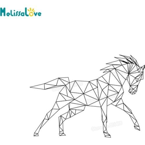 New Design Geometric Wild Horse Wall Sticker For Kids Baby Room Decals Vinyl Self-adhesive Wall Art Murals Unique Gift YY807