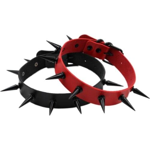 Gothic Black Spiked Punk Choker Collar Spikes Rivets Studded Chocker Necklace For Women Men Bondage Cosplay Goth Jewelry