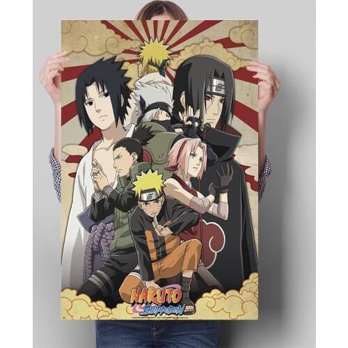 Japanese Anime Poster Naruto and Sasuke Itachi Vintage Canvas Painting Wall Art Decor Print Picture for Living Room Home Mural