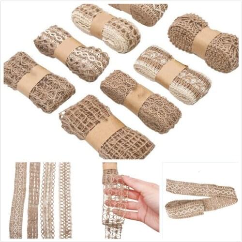 2M Festival Decoration Party Crafts Natural Jute Burlap Ribbon Diy Gift Warrping Hemp Vintage Ribbon