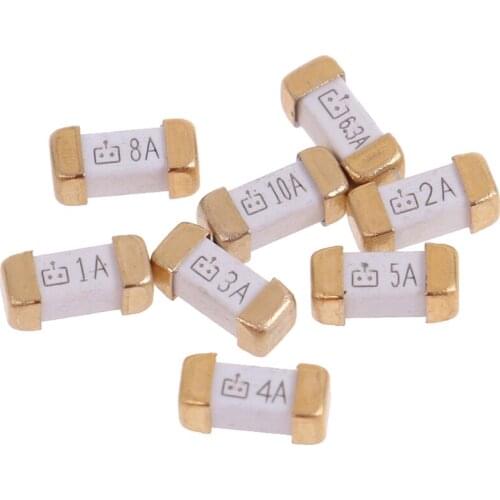 Drop Ship 10pcs 0.5A 0.75A 1A 2A 3A 4A 5A 6.3A 8A 10A 0451 Ultra-rapid Fuses Gold Foot 1808 125V SMD Fast Blow Fuse