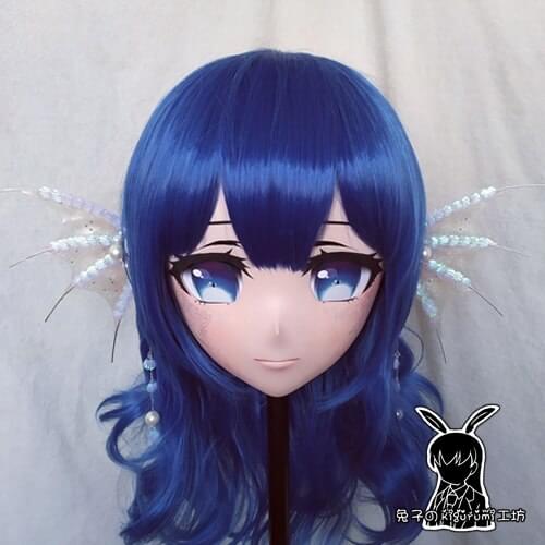 Rabbit 4) Resin Crossdress Pretty Girl Head Lolita Doll Mask Cartoon Anime Wakasagihime Cosplay Kigurumi Mask Crossdresser