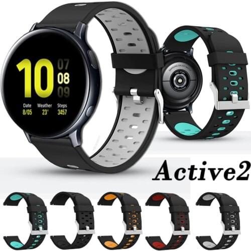 For Samsung galaxy watch Active 2 40mm 44mm Strap Silicone Bracelet Wristband Active2 20mm Watch Strap ремешок pulseira