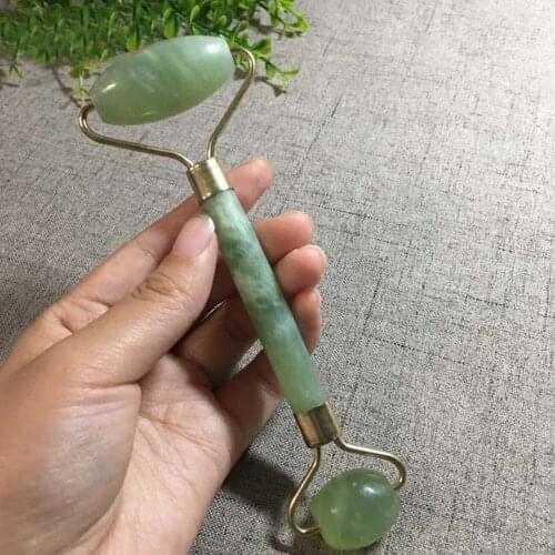 2 In 1 Green Roller and Gua Sha Tools Set Natural Jade Scraper Massager with Stones for Face Neck Back and Jawline Dropshipping