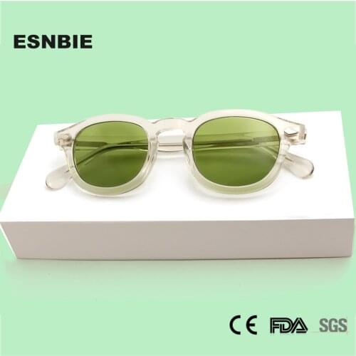 Transparent Handmade Acetate Sunglasses MenS Brand Design Round Vintage Sun Glasses For Women Men Driving Shades Oculos Tint