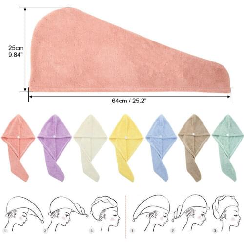 Fashion Home Super absorbent Lovely Hair Towel Turban Hair-Drying Cap Bathrobe Hat Head Wrap Quick Dry Bathroom Tools