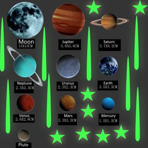 Cosmic Solar system planet luminous sticker 2021 new year decor PVP waterproof Wall stickers for kids rooms Home decoration