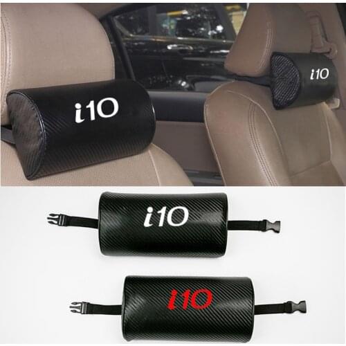 Carbon Fiber Texture PU leather For Hyundai I10 Car Seat Head Neck Rest Cushion Headrest Pad Car Neck Pillow