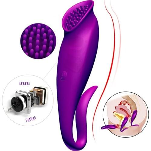 USB Charging Sexy G-spot Clitoris Stimulator Dual Vibrator Licking Clit Climax Massager Flirting Masturbation Double Jump Egg A3