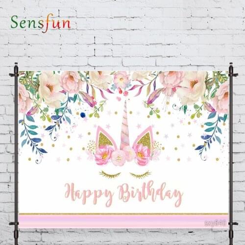 LEVOO Photography Background "watercolor Unicorn Pink Girl Birthday Backdrop For Photo Studio Photocall Vinyl Background
