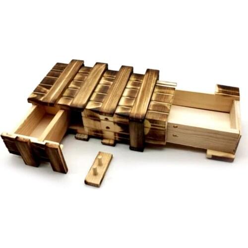 Magic Compartment Magic Wooden Puzzle Box With Secret Drawer Vintage Secret Trick Baby Brain Teaser Educational Toy for Kids Fun
