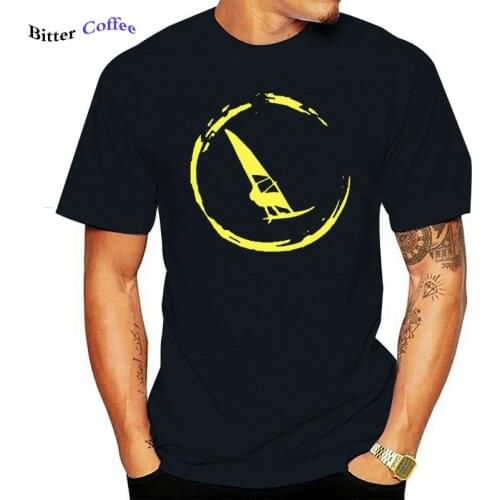 Funny T Shirts Summer Men Cotton T-Shirt Windsurfing Heartbeat T Stylisches T-Shirt Windsurf Windsurfing Surfing Surf Print Tee