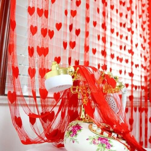 100*200cm Romantic Door Window Curtain Heart Design Curtains For Wedding Bedroom Living Room Partition Decoration Curtain