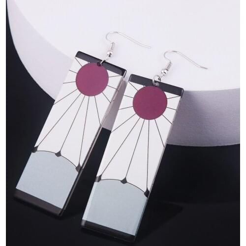 Hot Anime Acrylic Drop Earrings Demon Slayer Kimetsu no Yaiba Blade of Ghost Butterfly Earrings For Women Men Cosplay Jewelry