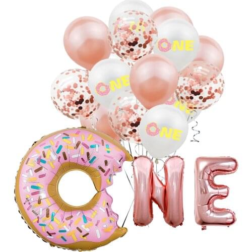 ZLJQ Donut Balloon oh baby 1st Birthday Party Decoration Balloon Baby Shower Balloon Golden Rose Gold Aluminum Foil ONE Balloon