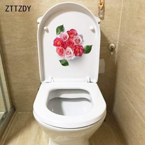 ZTTZDY 20.1*24.3CM Beautiful Rose Bedroom Wall Decal Decor Fashion WC Toilet Seat Decal T2-0258