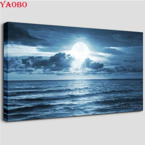 100% Full Round/Square 5D Diy Daimond Painting Seascape sunrise 3D Embroidery Diamond Painting Rhinestone Full Diamant Painting