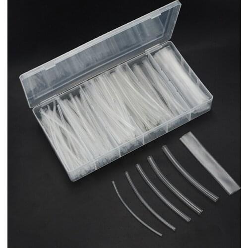 150PCS/Box 100mm 2:1 Heat Shrink Tubing Polyolefin Transparent Tube Sleeving Wrap DIY Kit