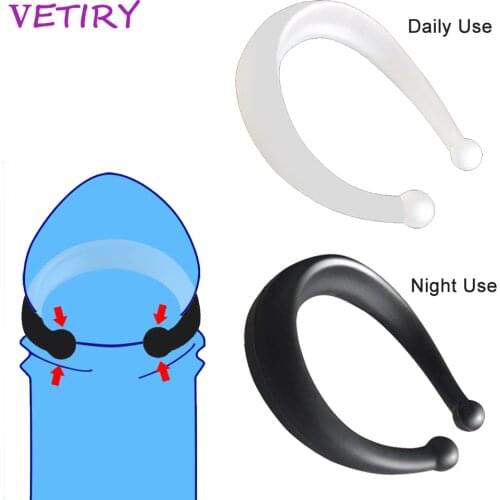 2PCS/Set Sex Toys for Men Male Foreskin Corrector Resistance Ring Penis Rings Delay Ejaculation Daily/Night Cock Ring Silicone