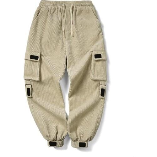 2021 autumn and winter corduroy overalls men and women Harajuku high street tide brand loose toe thick casual pants