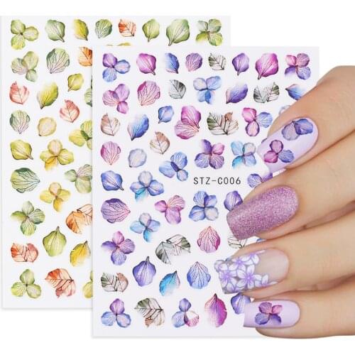 3D Flower Spring Nail Stickers Gradient Floral Leaf Dasiy Summer Design Adhesive Tip Manicure Nails Art Decoration BESTZC01-11-2