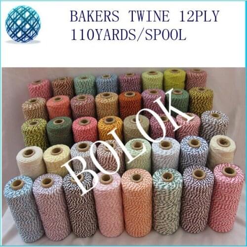 55 Color Cotton Baker twine 12 ply 110 yards/spool 400pcs/lot color cotton rope,DIY Bakers twine by free shipping