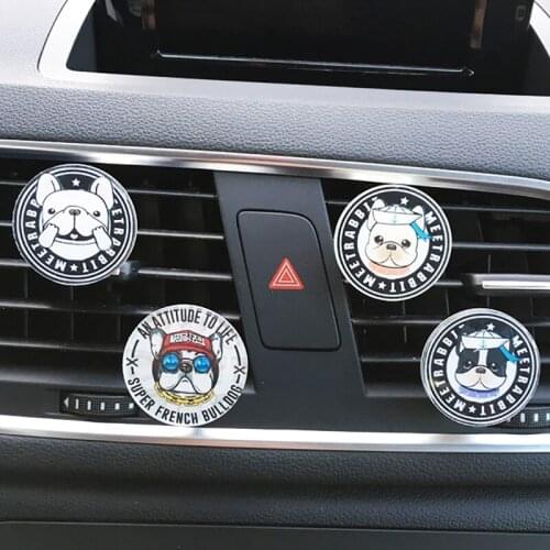 French Bulldog Car Accessories Auto Interior Decor Car Fragrance Freshener Cute Puppy Air Vent Clip Car Smell Scent Diffuser